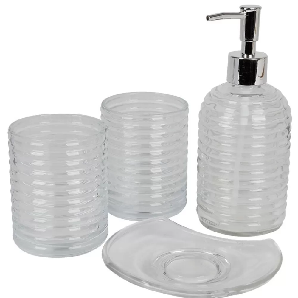 TP Badutensilien^Badezimmer-Set Aus Glas 4-Teilig