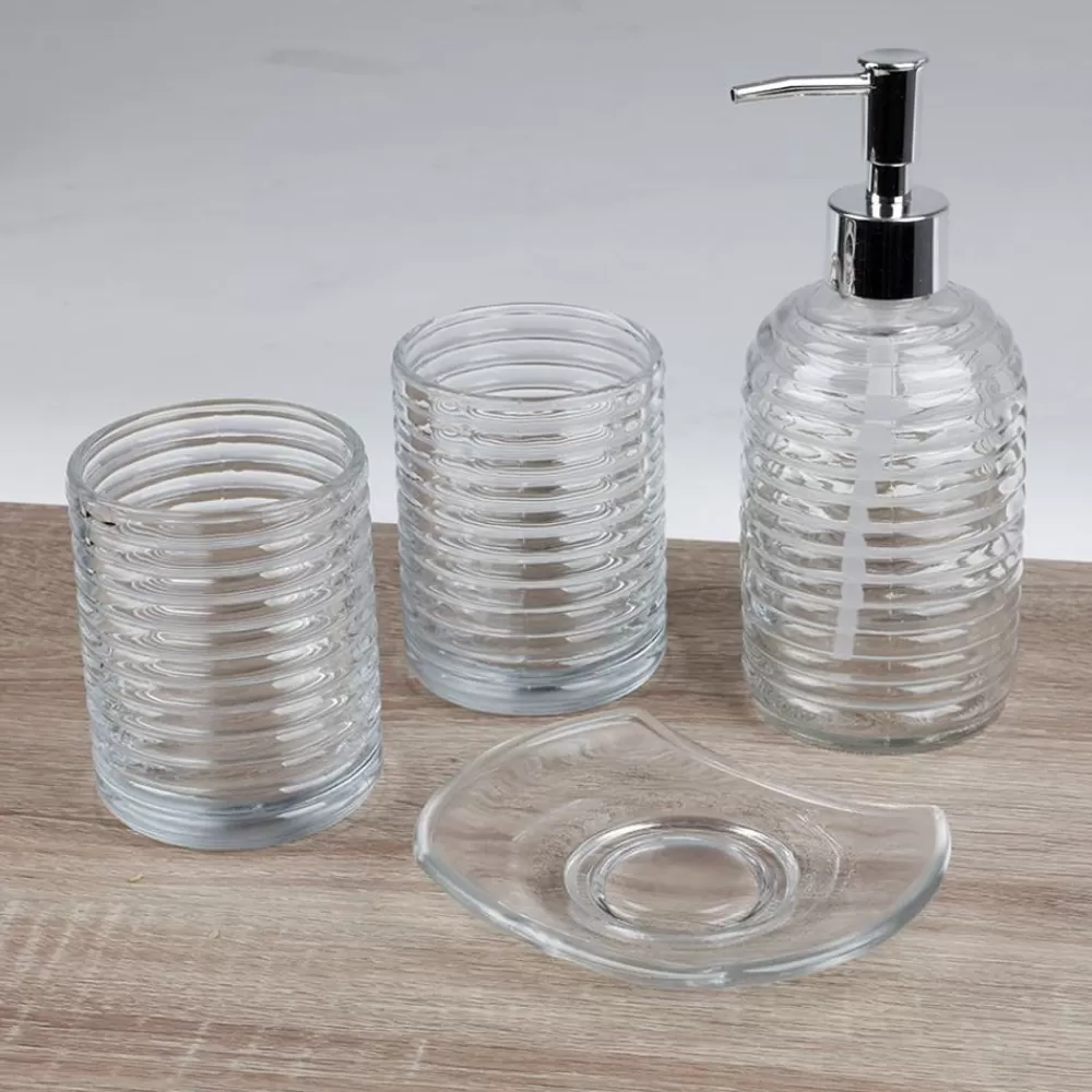 TP Badutensilien^Badezimmer-Set Aus Glas 4-Teilig