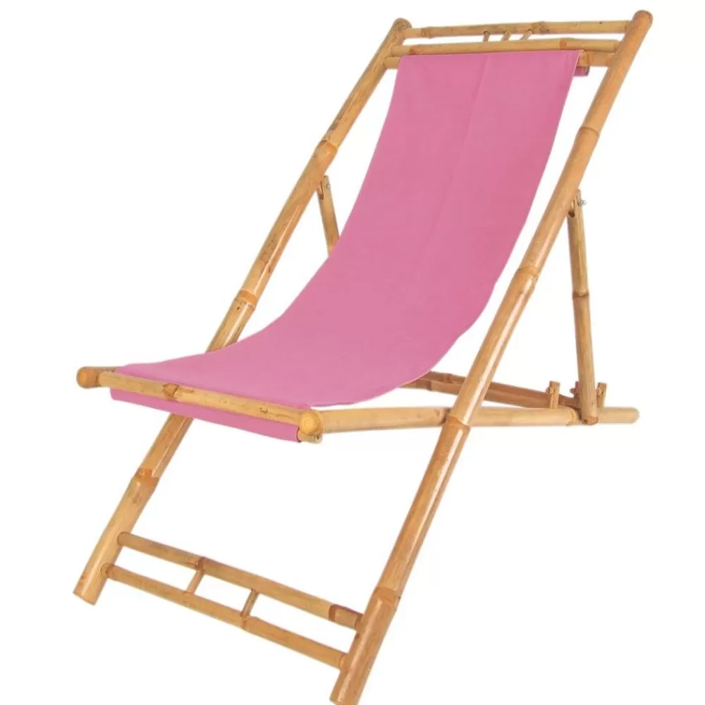 Pseudohersteller Garten- Und Sonnenliegen^Bamboo Relax-Liegestuhl Pink