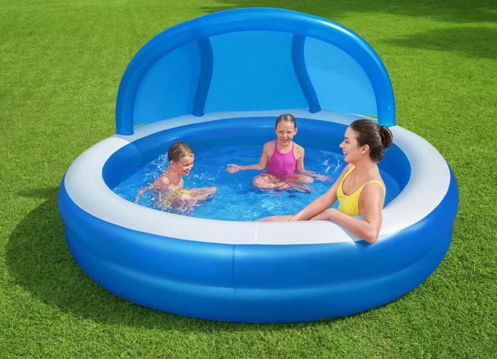 Bestway Planschbecken^ #54337 Family Pool Summer Days Mit Sonnenschutzdach 241X140Cm