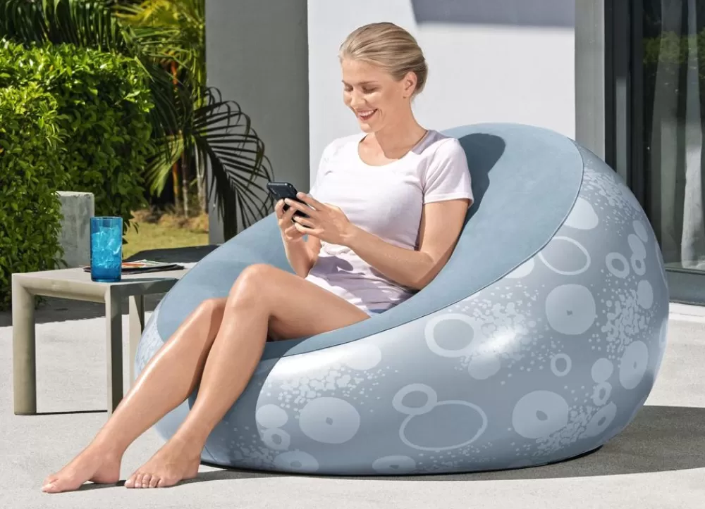 Bestway Gartenstühle^ #75052 Aufblasbarer Sessel Inflate-A-Chair Blau Mit Print