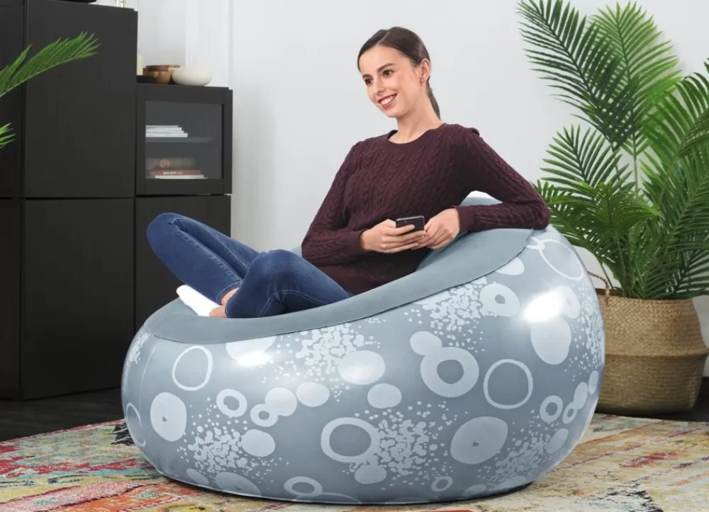 Bestway Gartenstühle^ #75052 Aufblasbarer Sessel Inflate-A-Chair Blau Mit Print