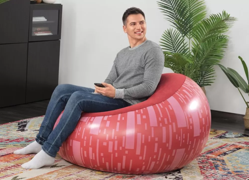 Bestway Gartenstühle^ #75052 Aufblasbarer Sessel Inflate-A-Chair Rot Mit Print