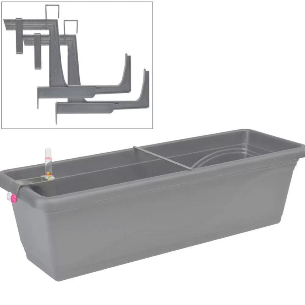 Pseudohersteller Pflanzkübel^Blumenkasten-Set Extra Line 59Cm Steingrau