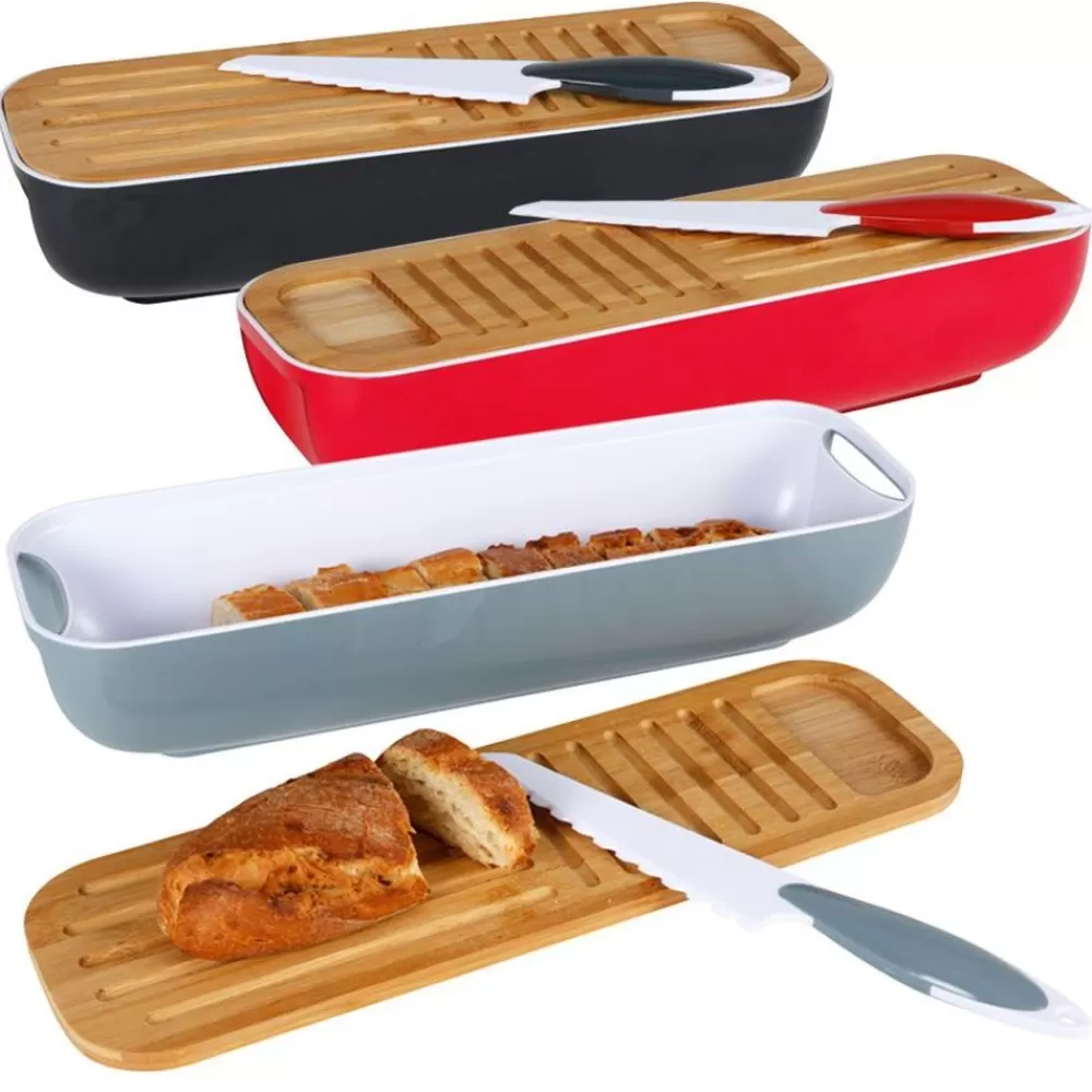 TP Bretter Und Tabletts^Brotkasten-Set Mit Schneidebrett & Brotmesser