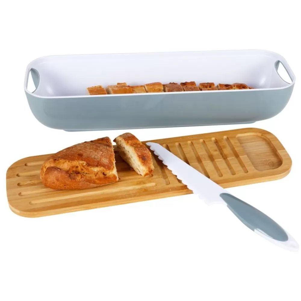 TP Bretter Und Tabletts^Brotkasten-Set Mit Schneidebrett & Brotmesser