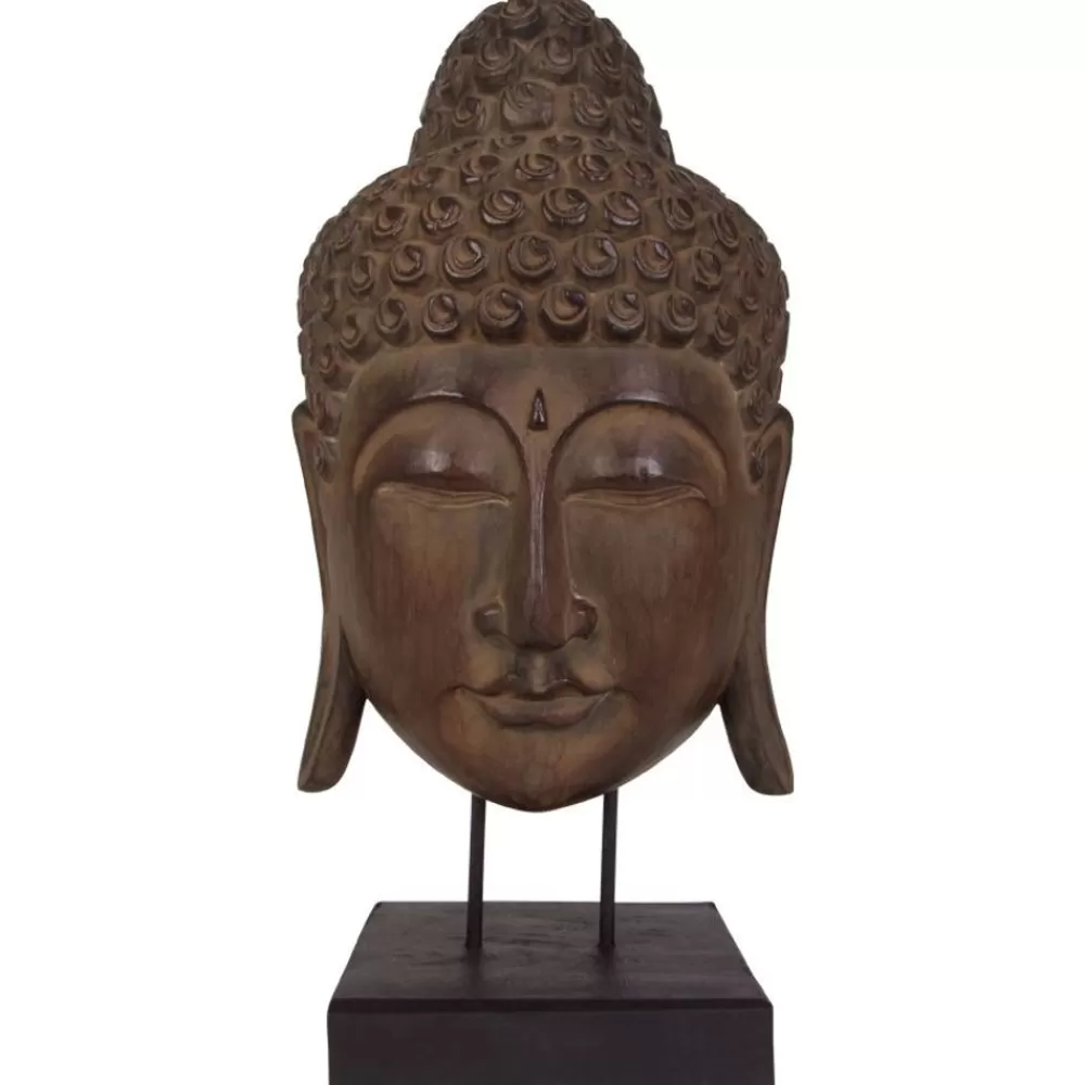 TP Gartenfiguren^Buddha-Maske Aus Albesia-Holz 65Cm