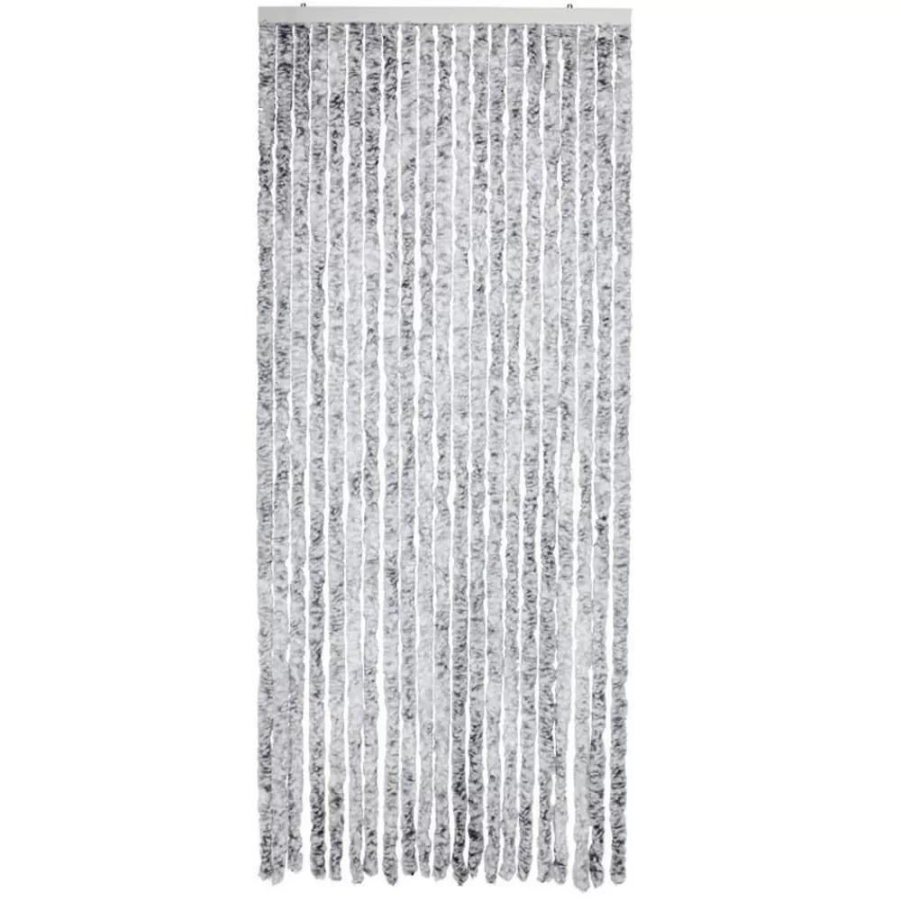 New Home Haushaltshelfer^Chenille-Flauschvorhang 90X200Cm Grau/Weis