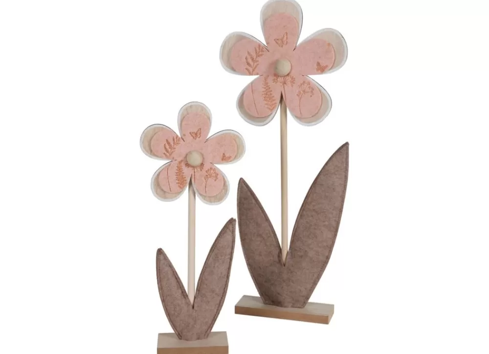 New Home Gartenfiguren^Deko-Blume Aus Filz Und Holz 2Er-Set