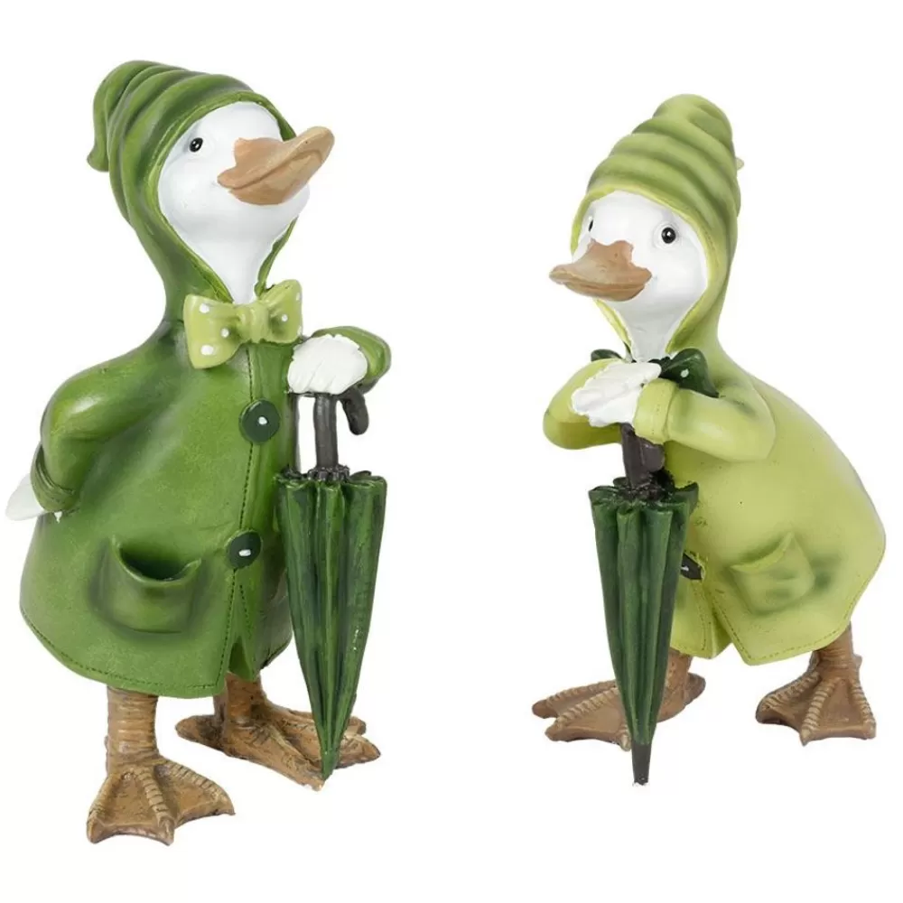 TP Gartenfiguren^Deko-Ente Mit Regencape & Schirm