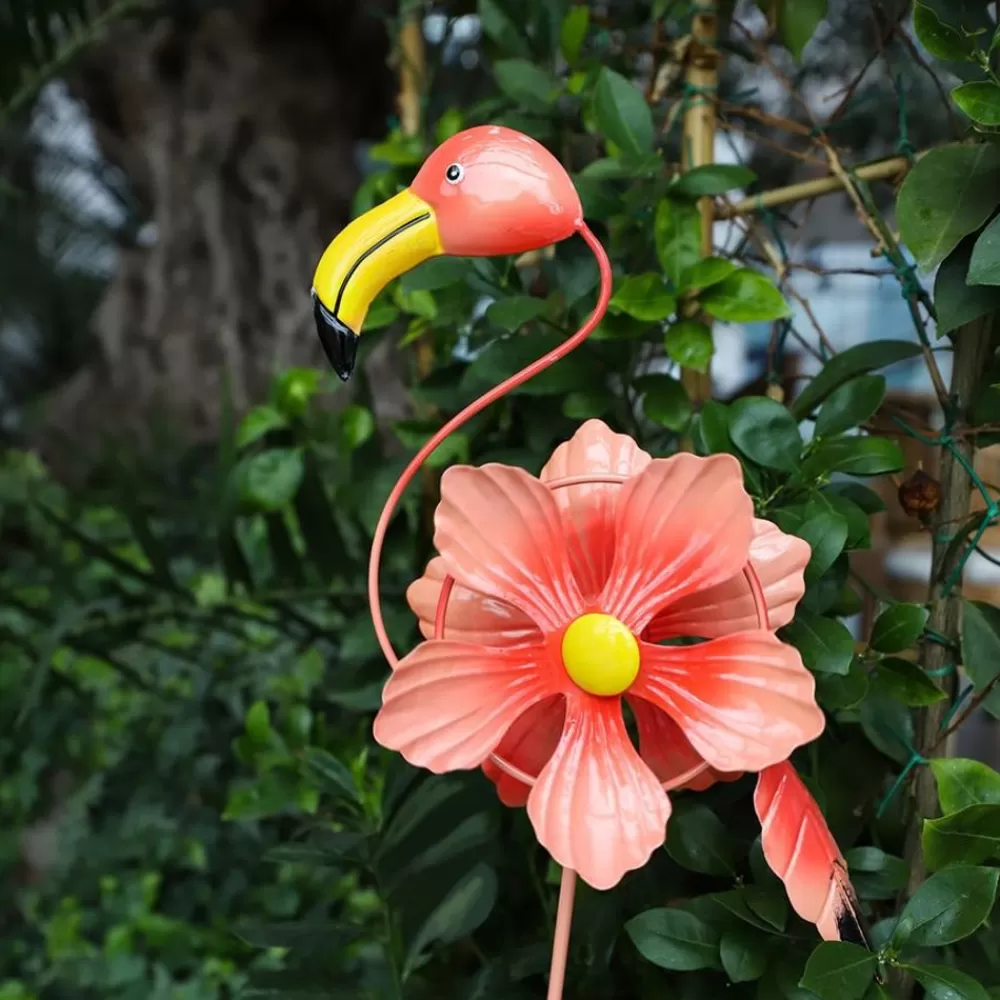 TP Gartenstecker^Dekostecker Mit Windspiel Flamingo/Kolibri 90Cm