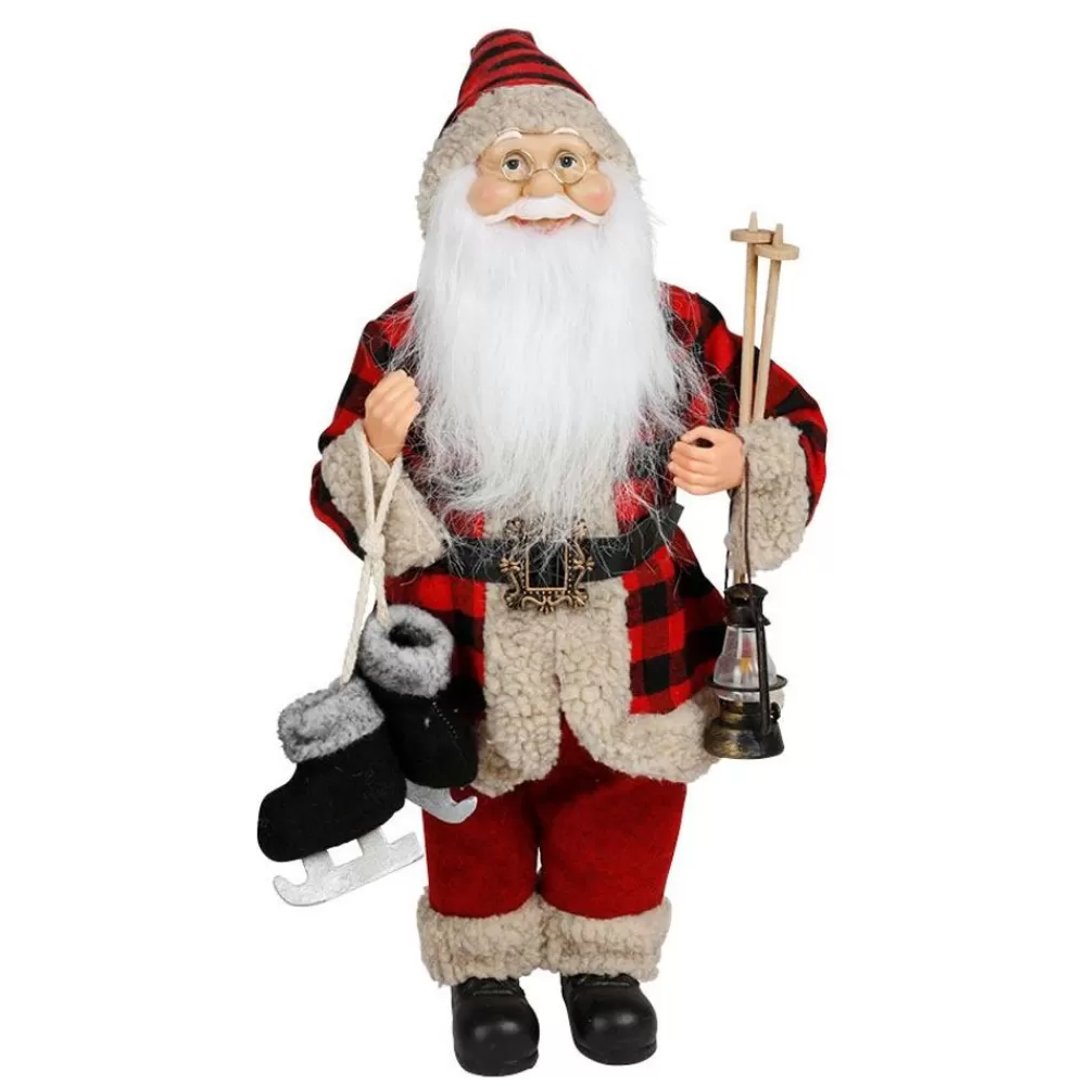 New Home Christmas Weihnachtsfiguren^Deko-Weihnachtsmann 60Cm Rot/Schwarz Kariert