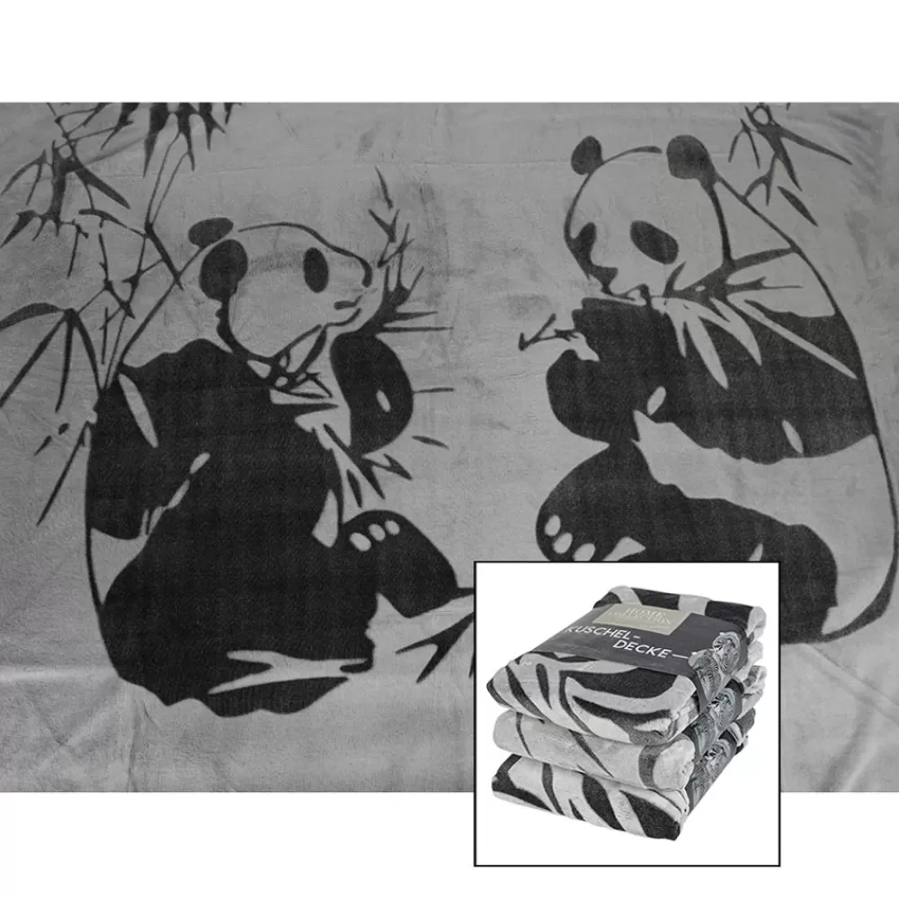 TP Textilien, Decken Und Kissen^Flanell-Kuscheldecke Mit Panda-Print 150X200Cm