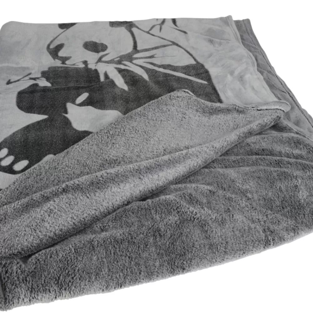 TP Textilien, Decken Und Kissen^Flanell-Kuscheldecke Mit Panda-Print 150X200Cm