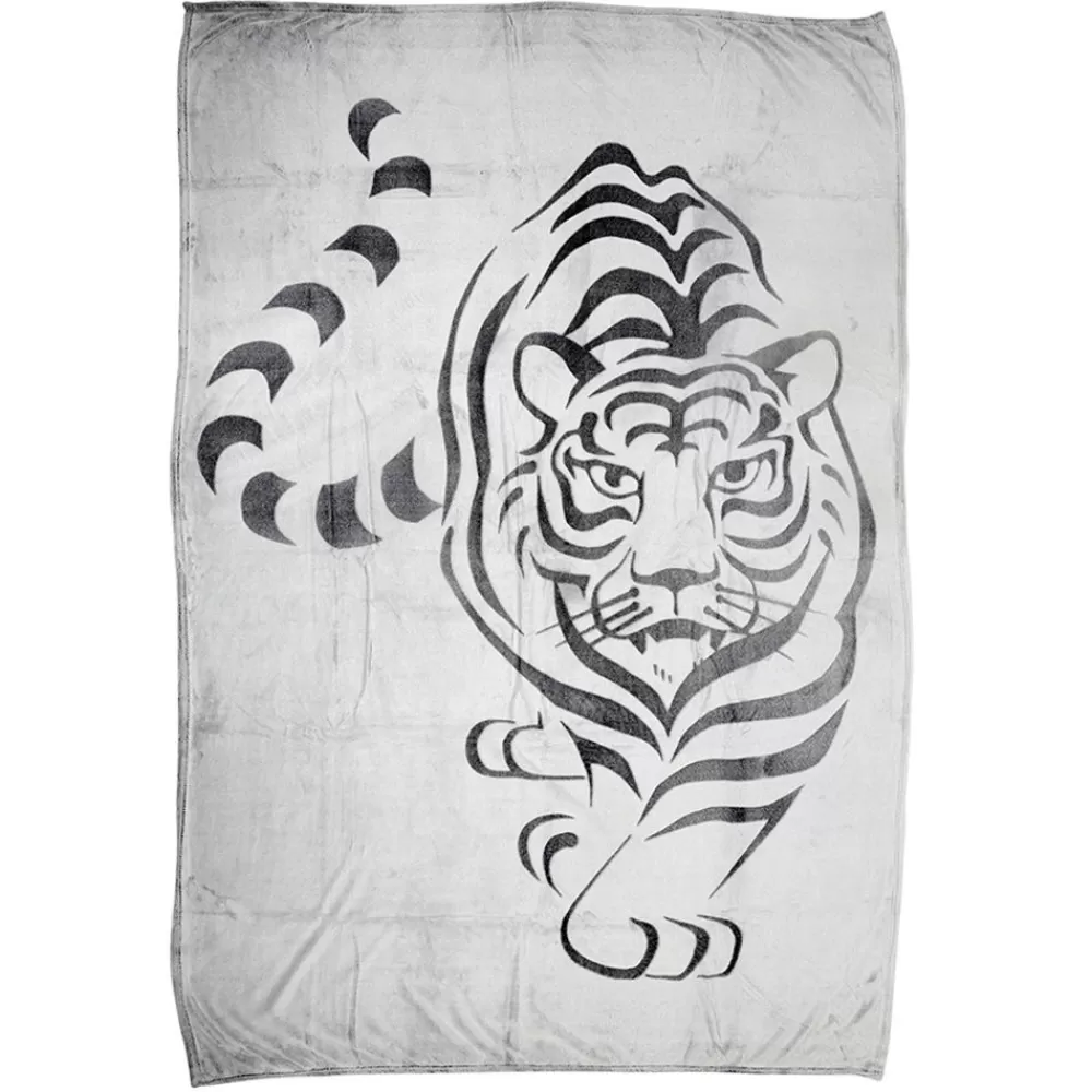 TP Textilien, Decken Und Kissen^Flanell-Kuscheldecke Mit Tiger-Print 150X200Cm