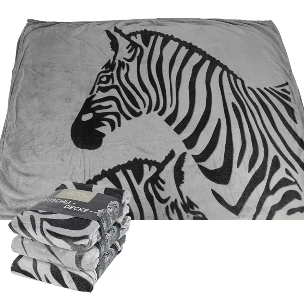 TP Textilien, Decken Und Kissen^Flanell-Kuscheldecke Mit Zebra-Print 150X200Cm