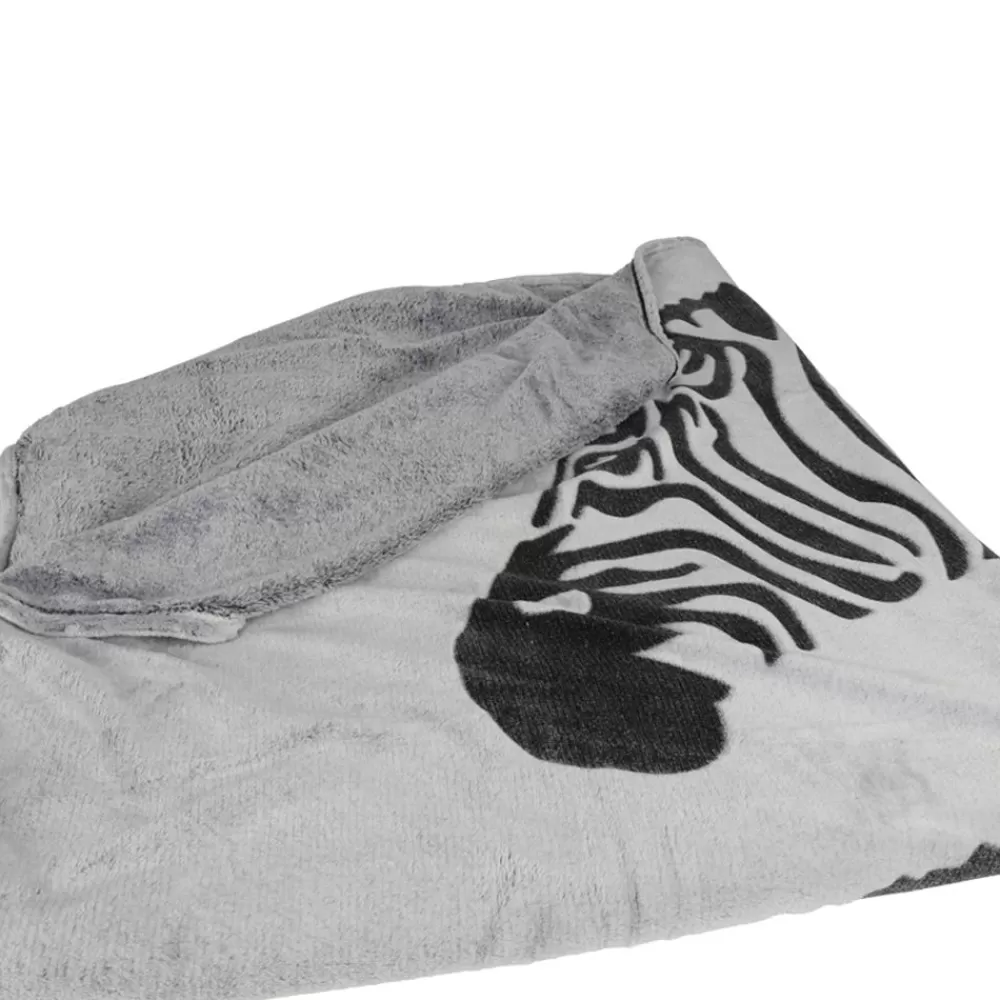 TP Textilien, Decken Und Kissen^Flanell-Kuscheldecke Mit Zebra-Print 150X200Cm