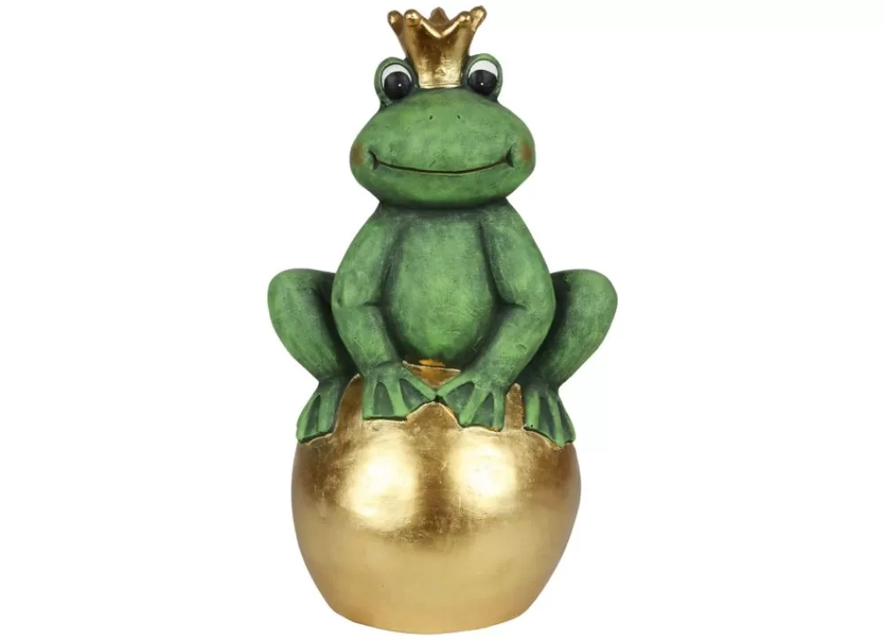 TP Gartenfiguren^Froschkonig Auf Goldener Kugel