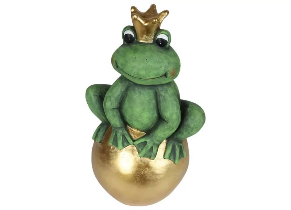 TP Gartenfiguren^Froschkonig Auf Goldener Kugel