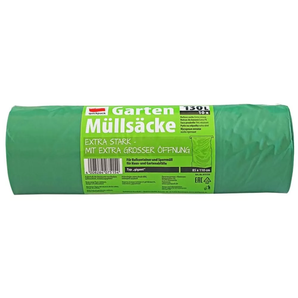 quickpack Abfallbehälter^Gartenmullsacke 10Er-Pack 130 Liter Grun