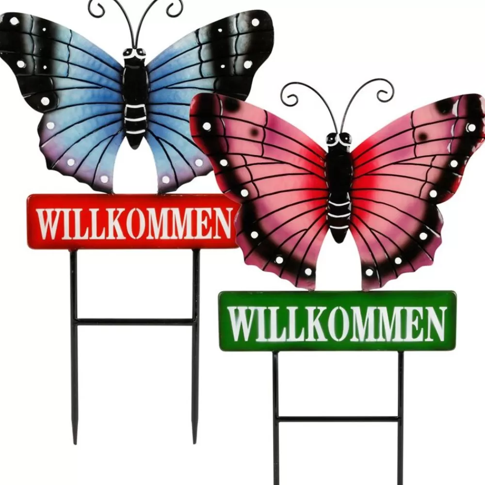 TP Gartenstecker^Gartenstecker Schmetterling Willkommen 60Cm