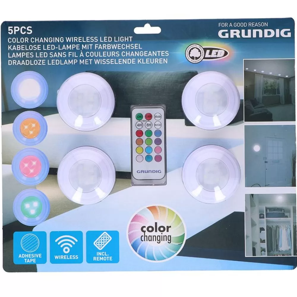 Grundig Lampen Und Leuchten^ Led-Lampen Selbstklebend Mit Farbwechsler 4Er-Set