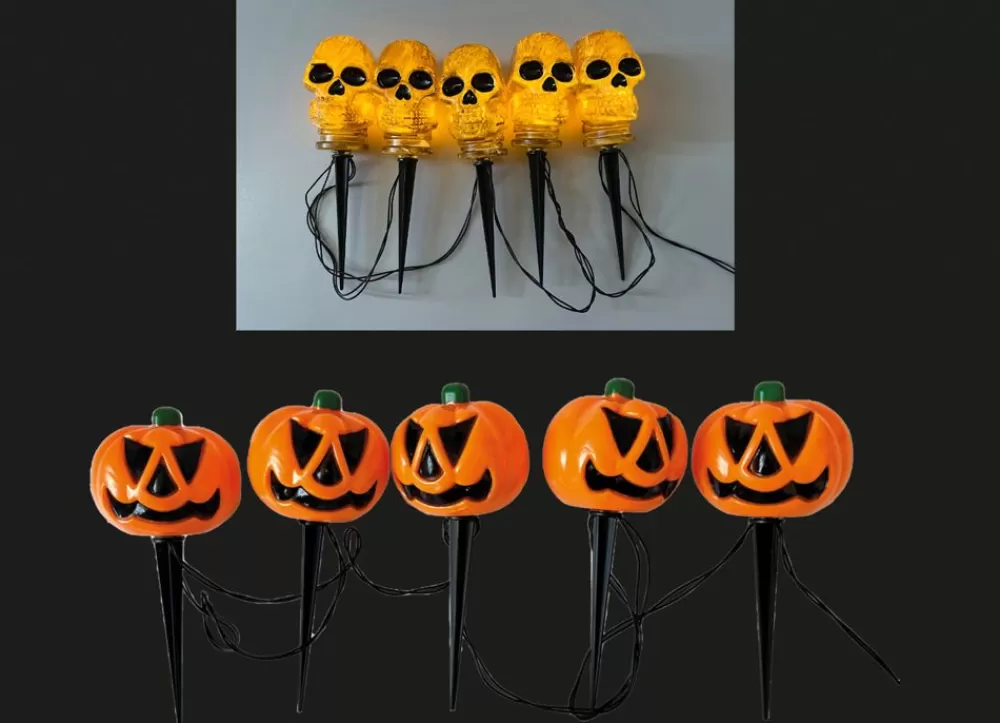 TP Leuchtdeko^Halloween Led-Gartenstecker Mit Timer 5 Leds Warmweis