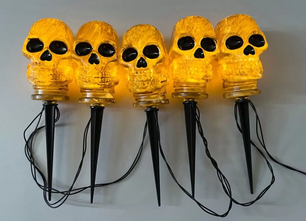 TP Leuchtdeko^Halloween Led-Gartenstecker Mit Timer 5 Leds Warmweis