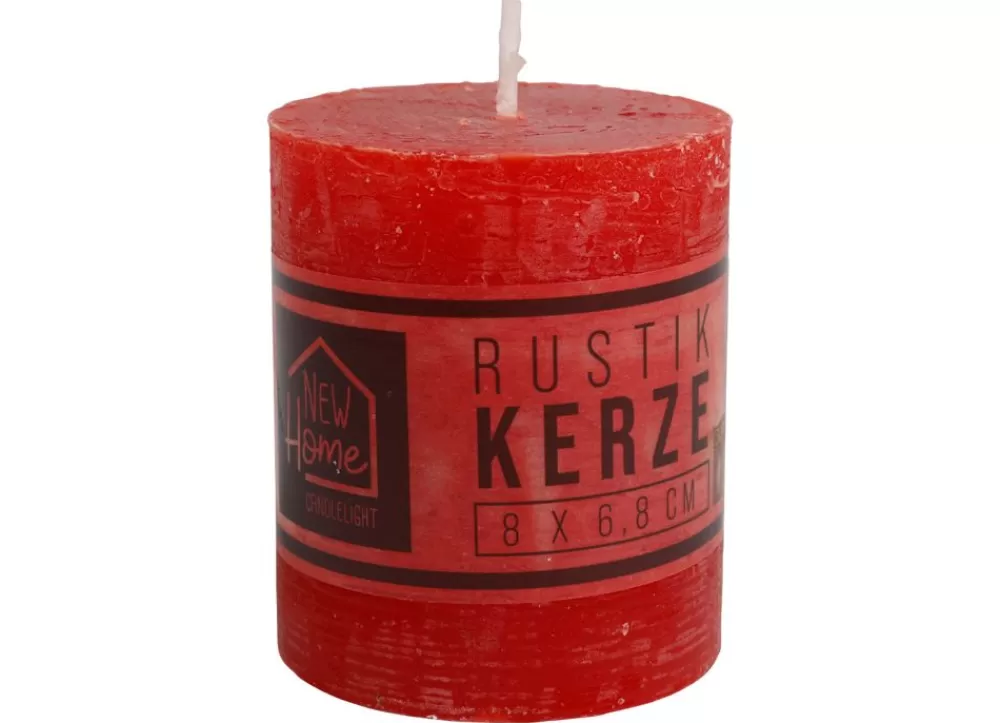 New Home Candlelight Stumpenkerzen^Kerze Rustikal 68X80Mm Rot