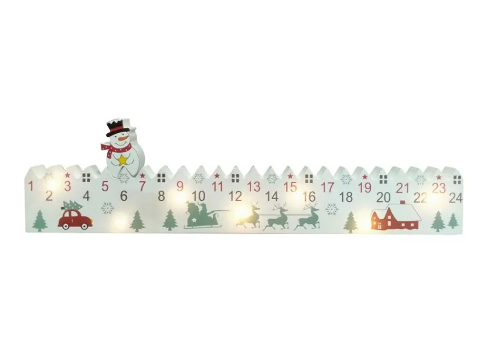 New Home Christmas Adventskalender^Led-Adventskalender Aus Holz Mit Timer 38X2X10Cm