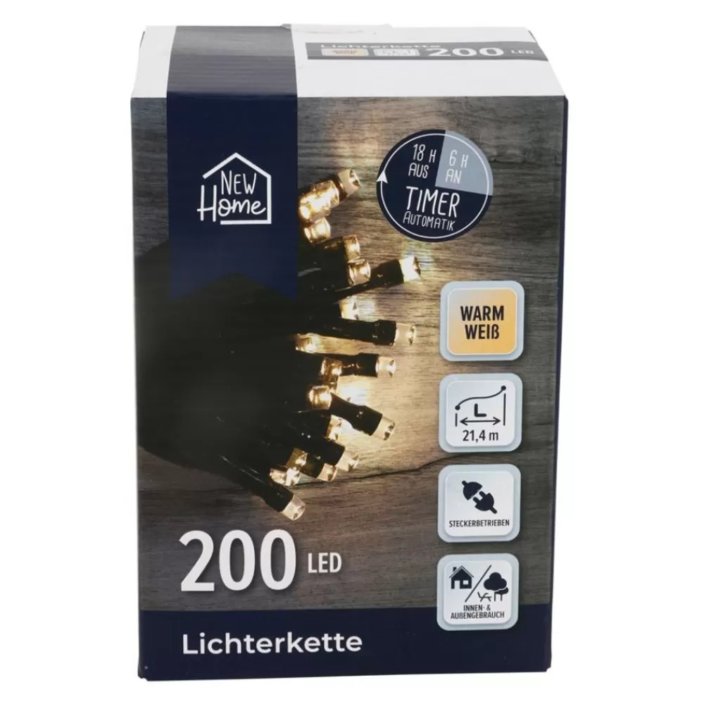 New Home Lichterketten^Led-Ausenlichterkette Mit Timer 21,4M 200 Leds Warmweis