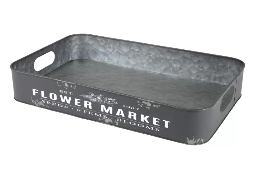 TP Bretter Und Tabletts^Metalltablett Flower Market Gr. L 49,5X29X8Cm Anthrazit