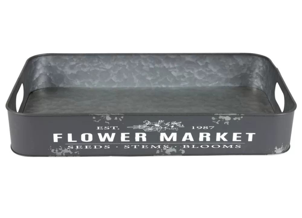 TP Bretter Und Tabletts^Metalltablett Flower Market Gr. L 49,5X29X8Cm Anthrazit