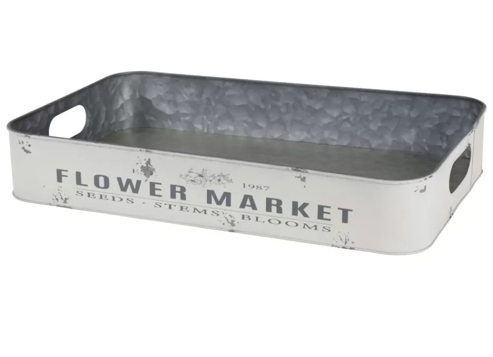 TP Bretter Und Tabletts^Metalltablett Flower Market Gr. L 49,5X29X8Cm Creme