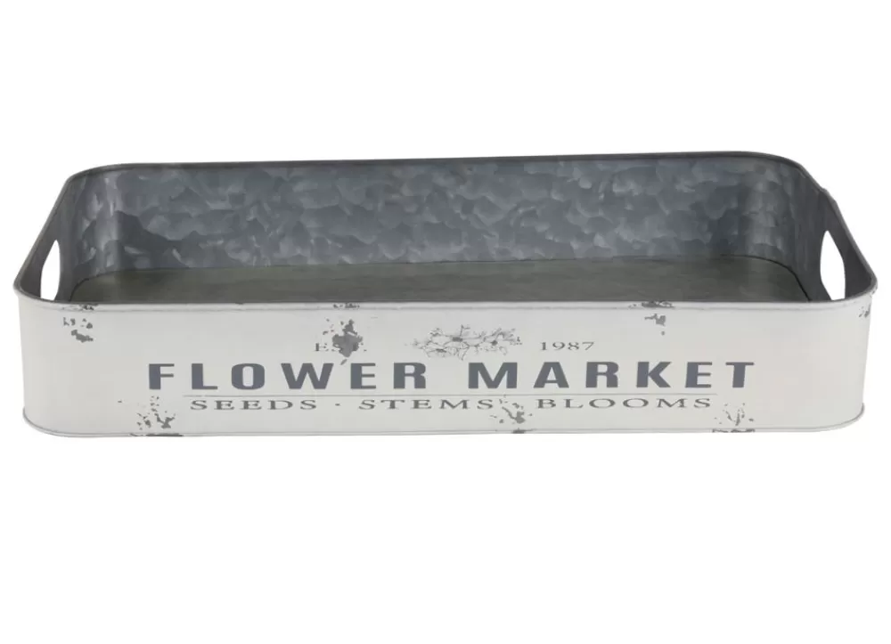 TP Bretter Und Tabletts^Metalltablett Flower Market Gr. L 49,5X29X8Cm Creme