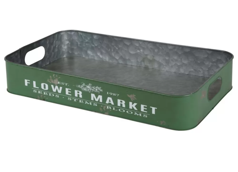 TP Bretter Und Tabletts^Metalltablett Flower Market Gr. L 49,5X29X8Cm Grun