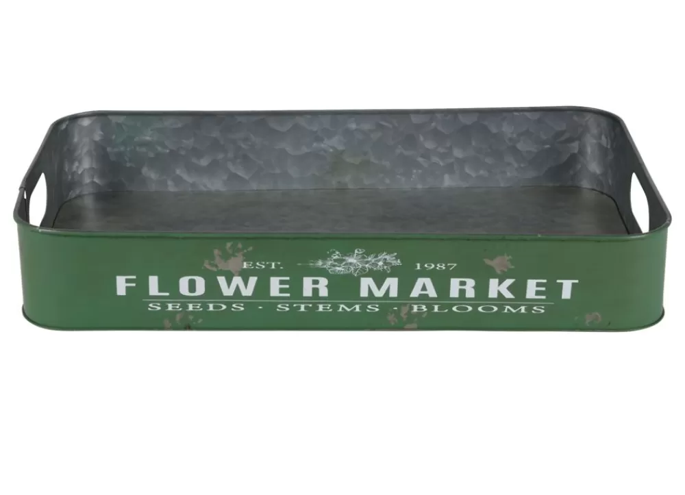 TP Bretter Und Tabletts^Metalltablett Flower Market Gr. L 49,5X29X8Cm Grun