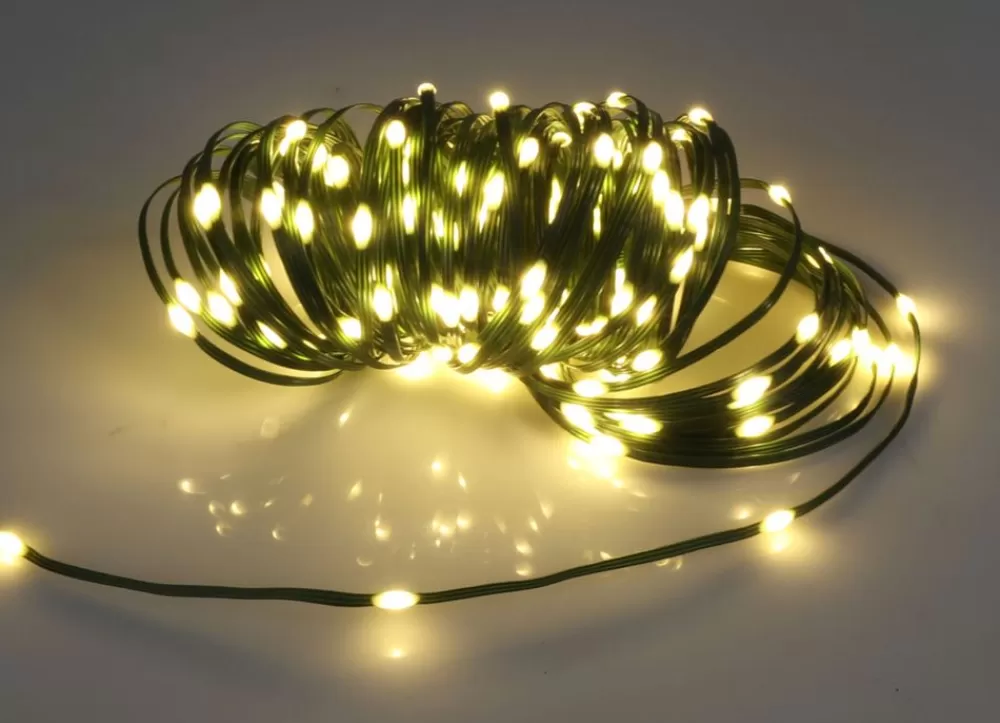 New Home Lichterketten^Micro-Led-Lichterkette Mit Grunem Kabel 22,9M 180 Leds Warmweis