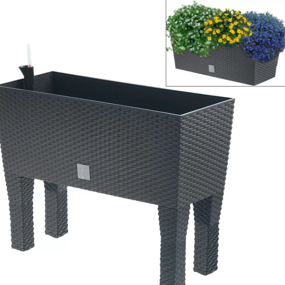 Prosperplast Hochbeete^Polyrattan-Blumenbank Mit Bewasserung 60X24,5Cm Anthrazit