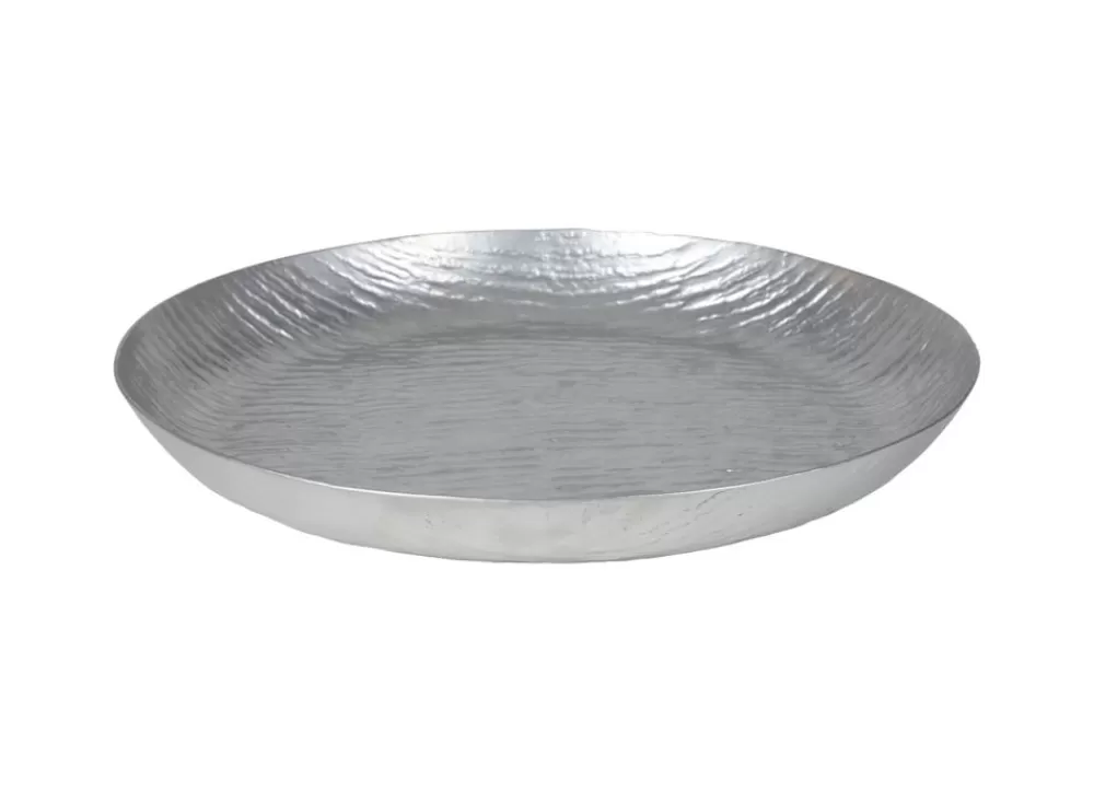 TP Vasen Und Schalen^Rundes Metall-Dekotablett 37Cm Silber