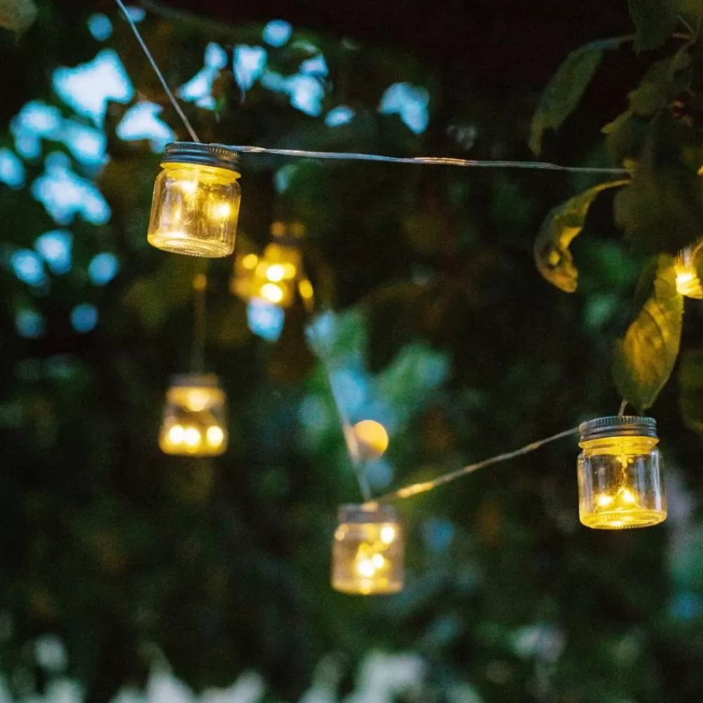 TP Lichterketten^Solar-Lichterkette Mit 8 Dekoglasern Und 24 Leds Warmweis