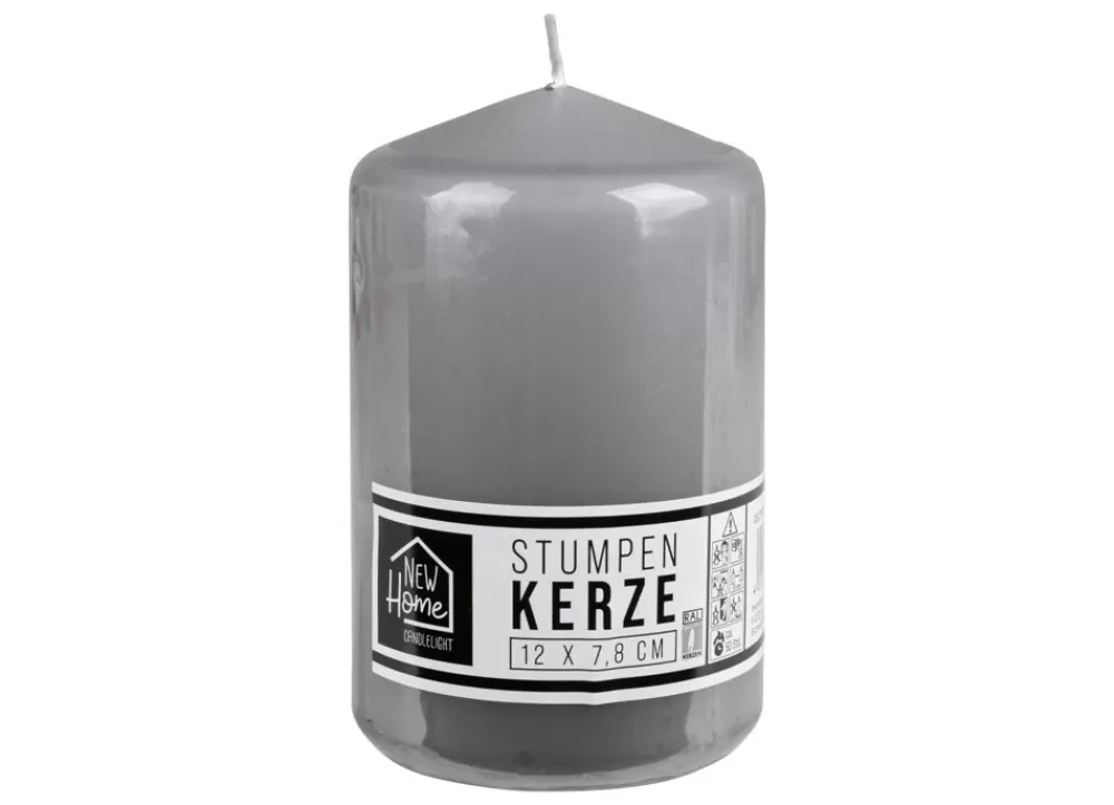 New Home Candlelight Stumpenkerzen^Stumpenkerze Glatt 78X120Mm Grau