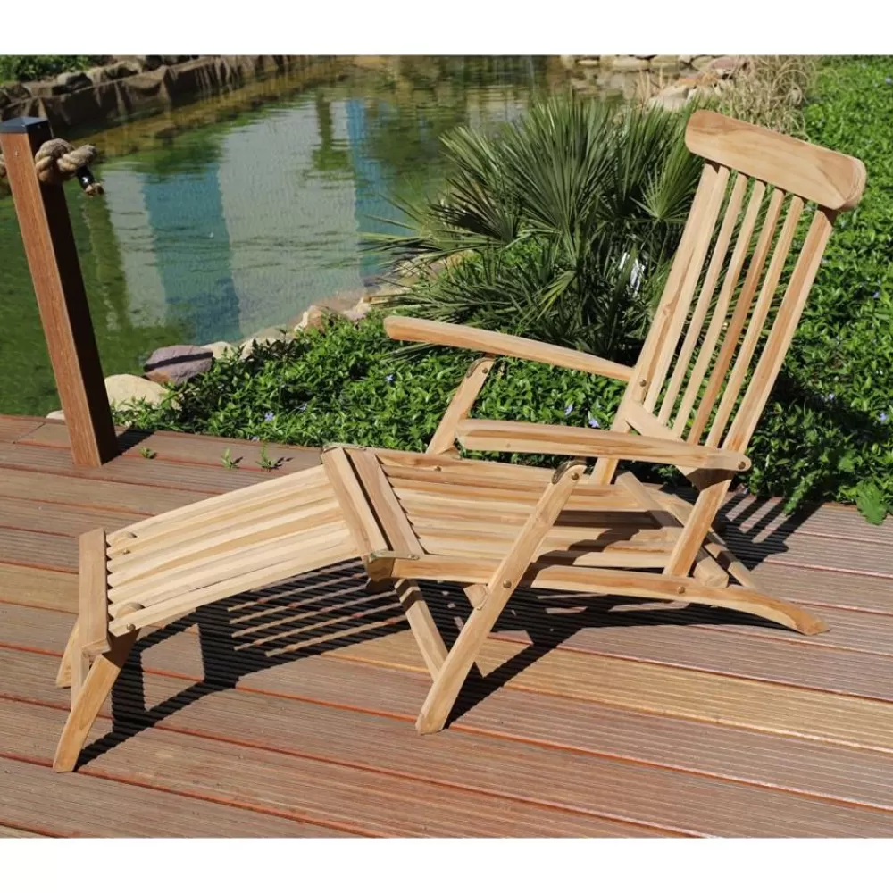 TP Garten- Und Sonnenliegen^Teak-Deckchair Natur Unbehandelt