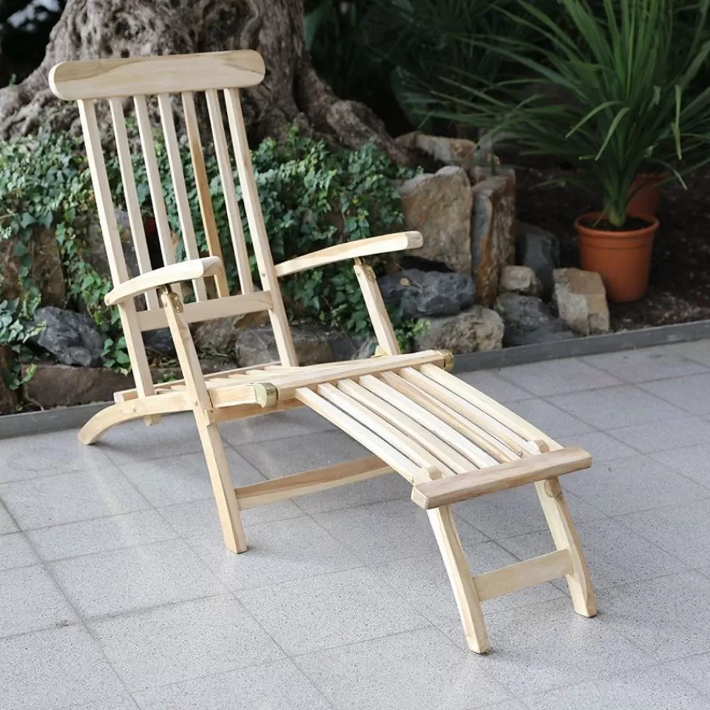 TP Garten- Und Sonnenliegen^Teak-Deckchair Natur Unbehandelt