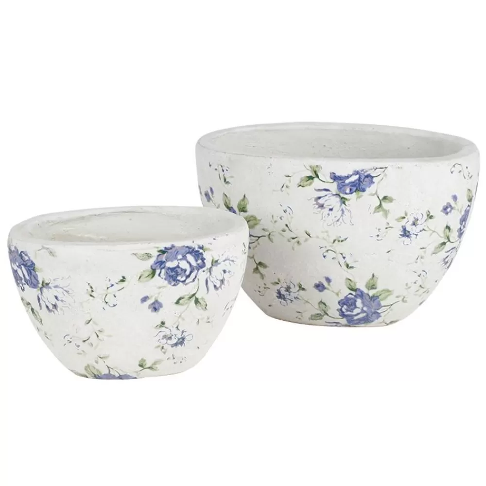 TP Pflanzkübel^UberTöpfe Blue Flower Oval 2Er-Set