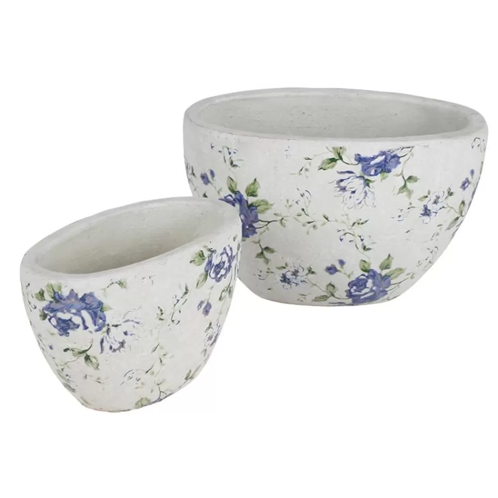 TP Pflanzkübel^UberTöpfe Blue Flower Oval 2Er-Set