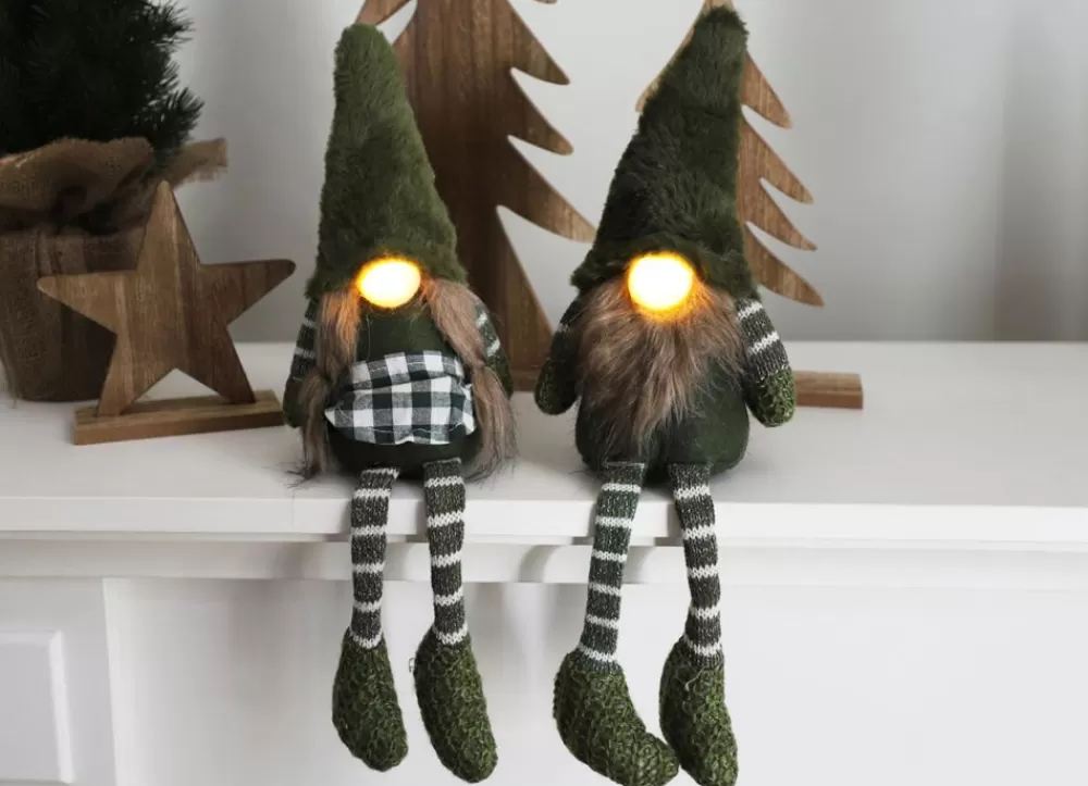 New Home Christmas Weihnachtsfiguren^Weihnachtswichtel Kantenhocker Mit Led-Nase 13X40X20Cm