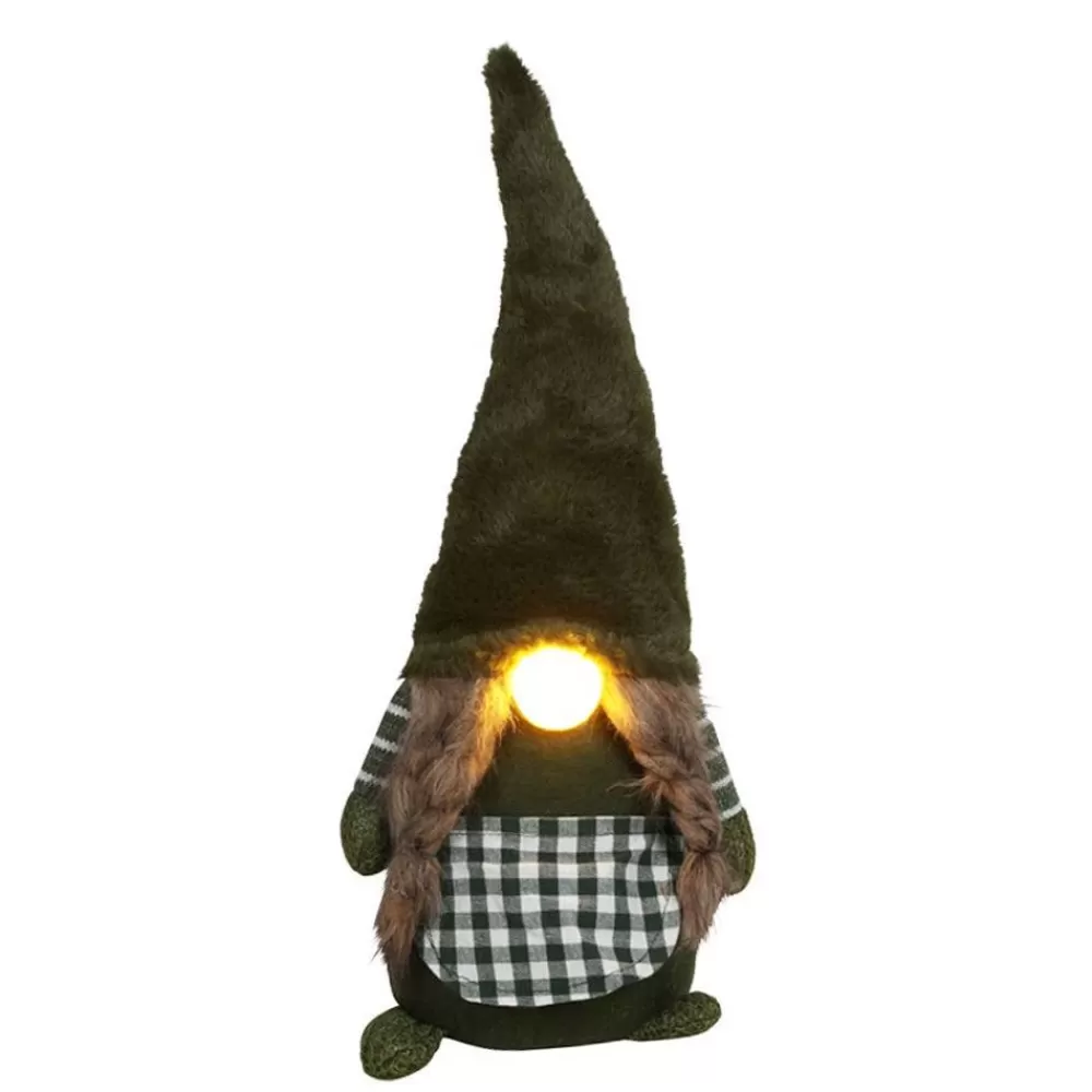 Pseudohersteller Weihnachtsfiguren^Weihnachts-Wichtel-Frau Mit Leuchtender Led-Nase 56Cm Grun